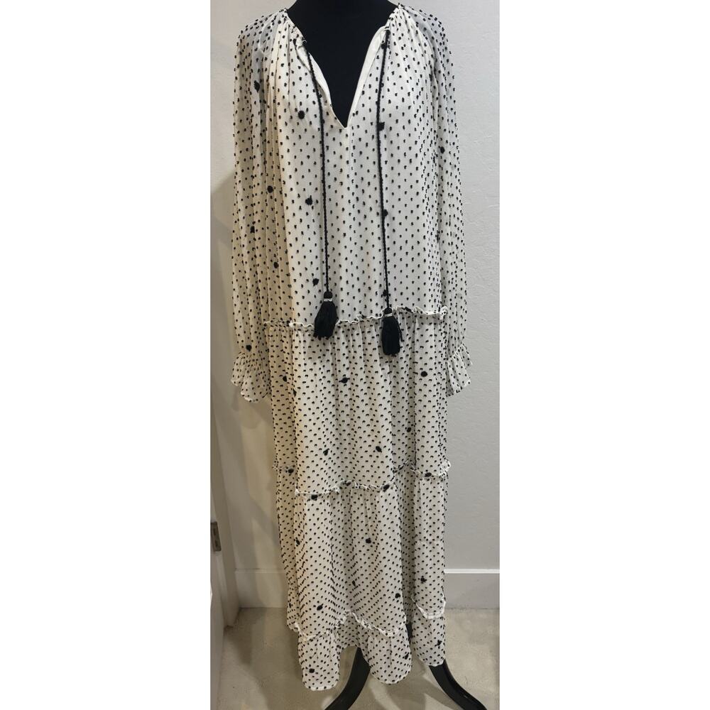 Zara Women’s Dotted Mesh Oversized Midi Dress Cottagecore in White L - Picture 2 of 6